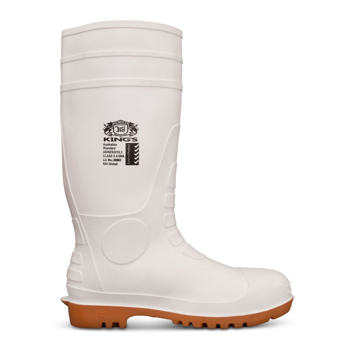 GUMBOOT KING'S WHITE SIZE 10 -HEAVY DUTY PVC/NITRILE SOLE