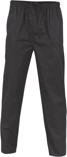 DRAWSTRING CHEF PANTS - BLACK 2XL -UNISEX - 2 SIDE & 1 BACK POCKET