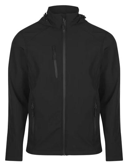 JACKET OLYMPUS MENS BLACK 2XL 320GM 3-LAYER SOFTSHELL + HOOD