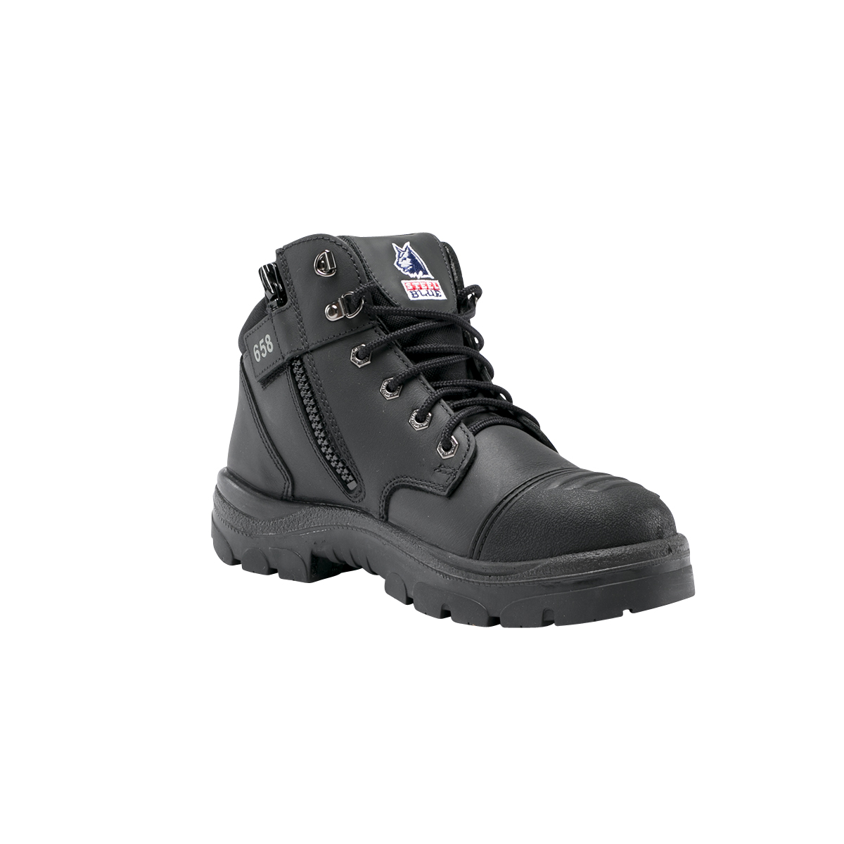 SAFETY BOOT PARKES BLACK S10 ZIP SIDED ANKLE SCUFF CAP