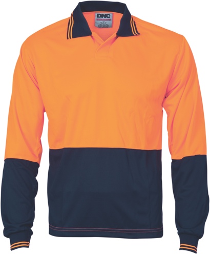 HIVIS TWO TONE POLO L/S O/N 2XL -FOOD INDUSTRY