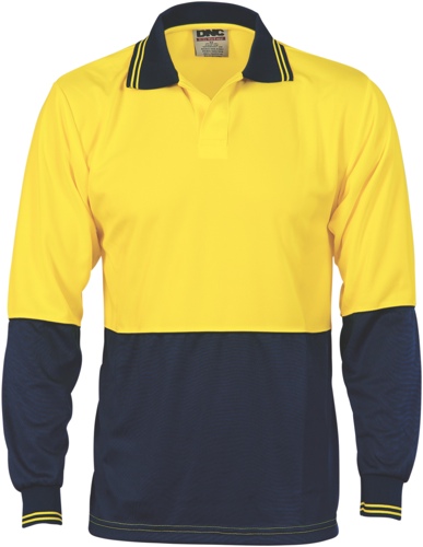 HIVIS TWO TONE POLO L/S Y/N 2XL -FOOD INDUSTRY