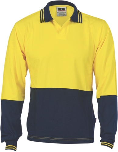 HIVIS COOLBRZ L/S POLO JERSEY Y/N 2XL -FOOD INDUSTRY - ELEC PROTECT