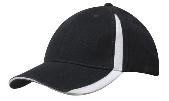 CAP BRUSHED HEAVY COTTON NAVY/WHITE INSERTS ON PEAK AND CROWN