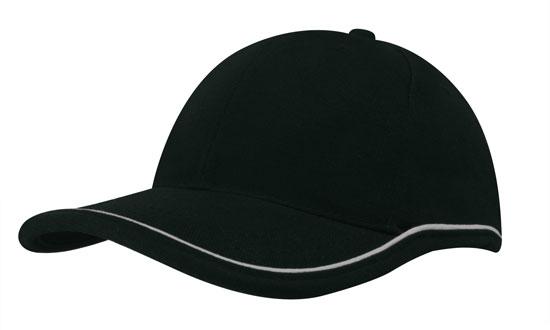 CAP BRUSHED HEAVY COTTON PIPING BLACK & WHITE