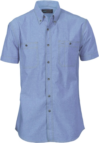 SHIRT S/S CHAMBRAY BLUE 2XL 