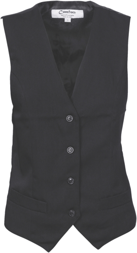 LADIES BLACK VEST 2XL-18 -FULLY LINED FRONT, 2 SIDE-POCKETS