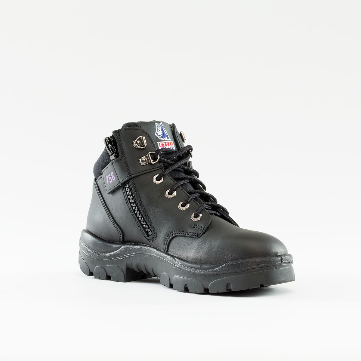 SAFETY BOOT PARKES LADIES 10 - BLACK ZIP SIDED