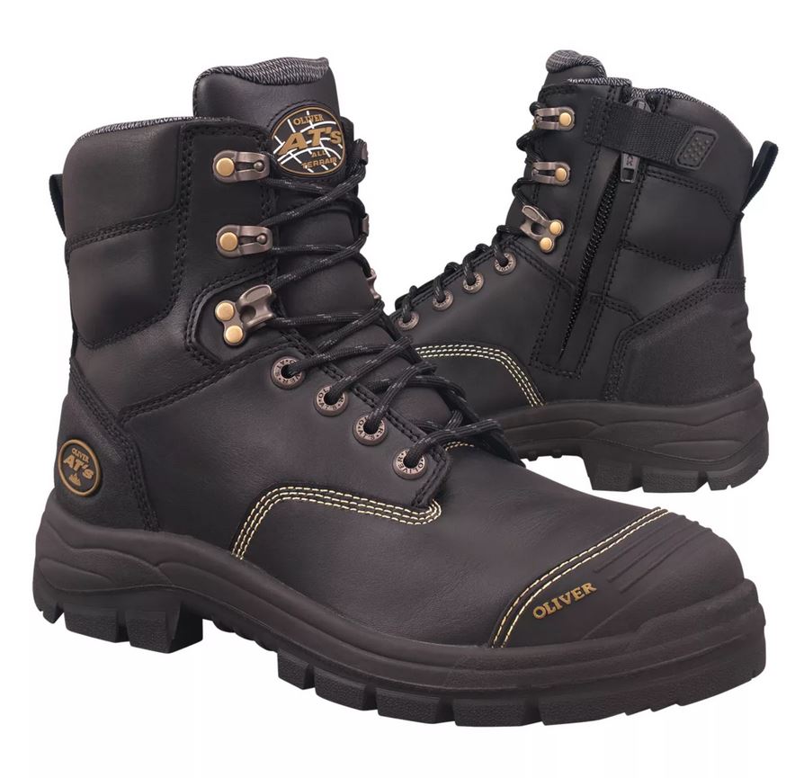 BOOT AT55 LACE UP ZIP BLACK S10  