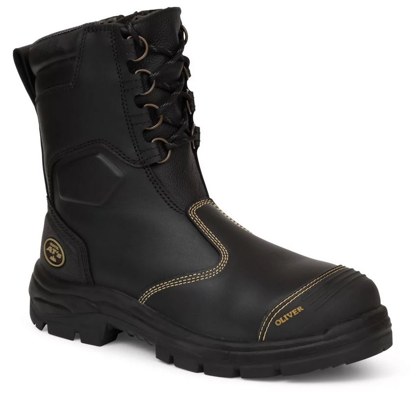 BOOT AT55 HI LEG ZIP SIDED BLACK S10 -200mm STEEL TOE C/W BUMP CAP