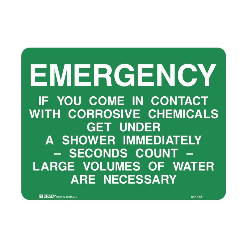 EMERGENCY- CORROSIVE CHEMICALS METAL 300 X450MM