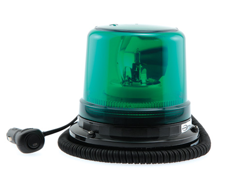 ROTATING BEACON 12V MAGNETIC BASE GREEN