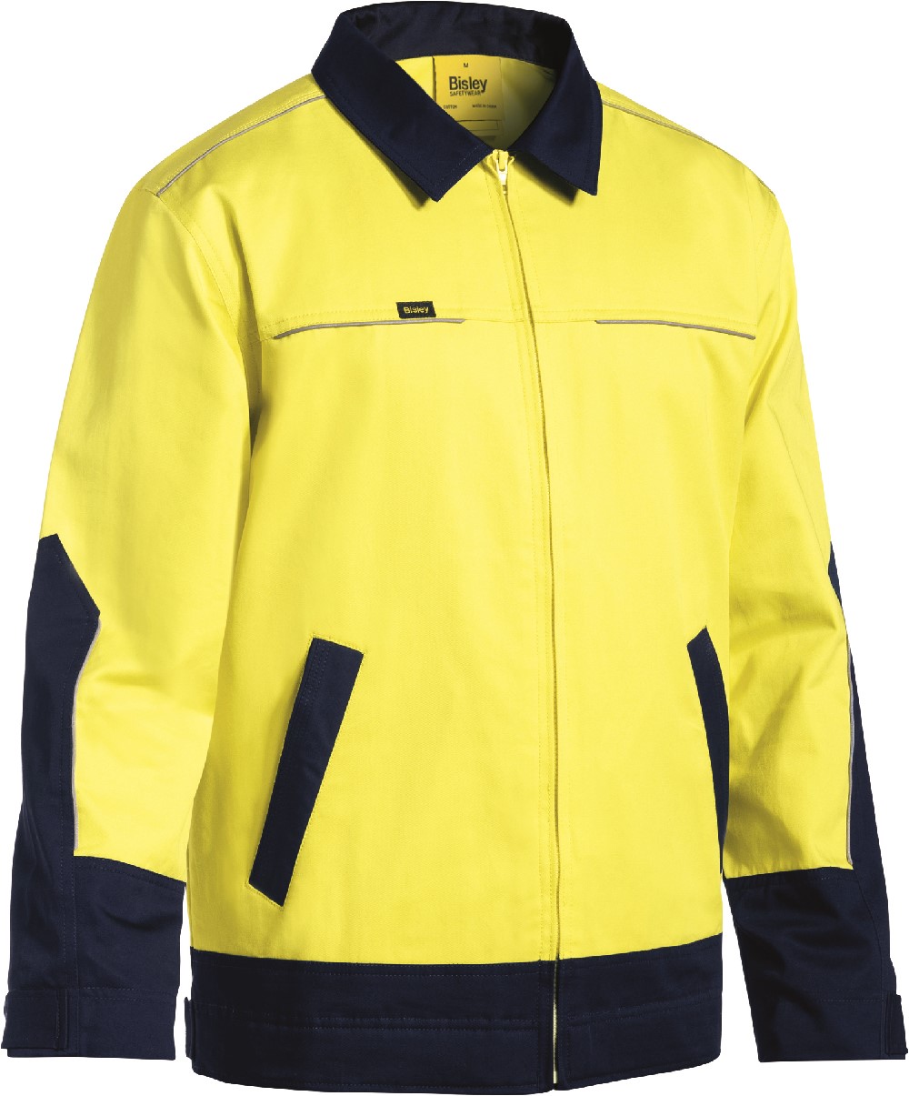 JACKET COTTON DRILL HI VIS Y/N L -LIQUID REPELLENT FINISH