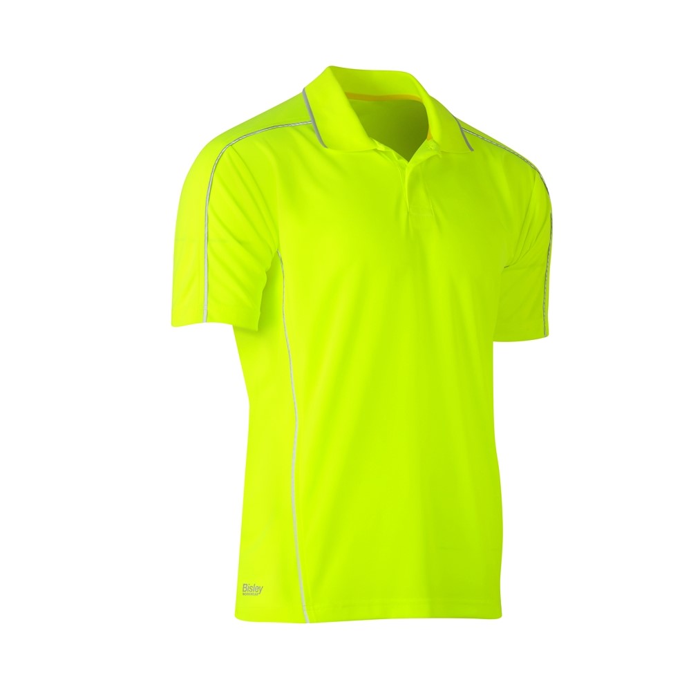 POLO COOL MESH YELLOW 2XL SHORT SLEEVE & REFLECTIVE PIPING