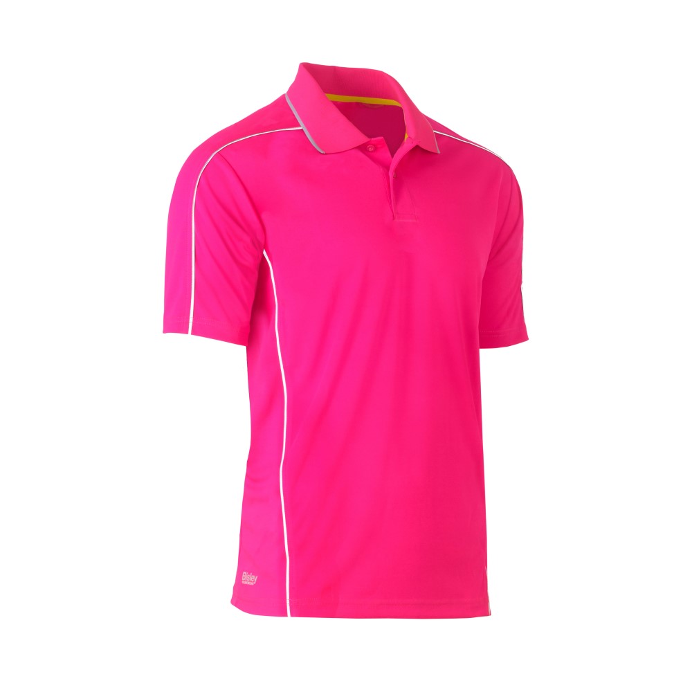 POLO COOL MESH PINK 2XL SHORT SLEEVE & REFLECTIVE PIPING