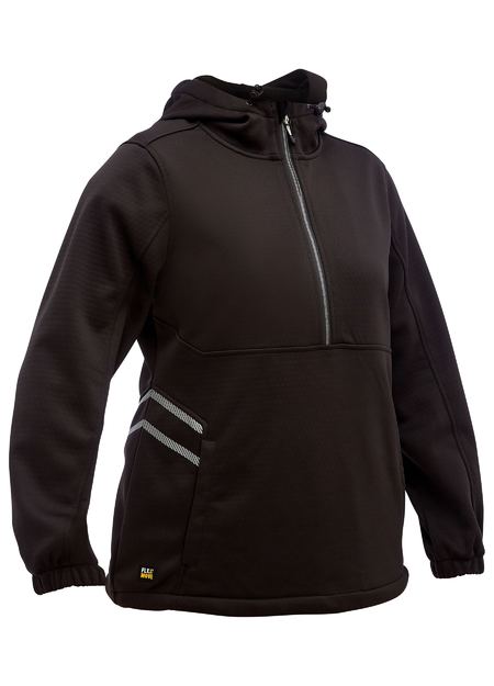 WOMEN'S FLEECE HOODIE BLACK 10 -FLX & MOVE, LIQUID REPELLENT