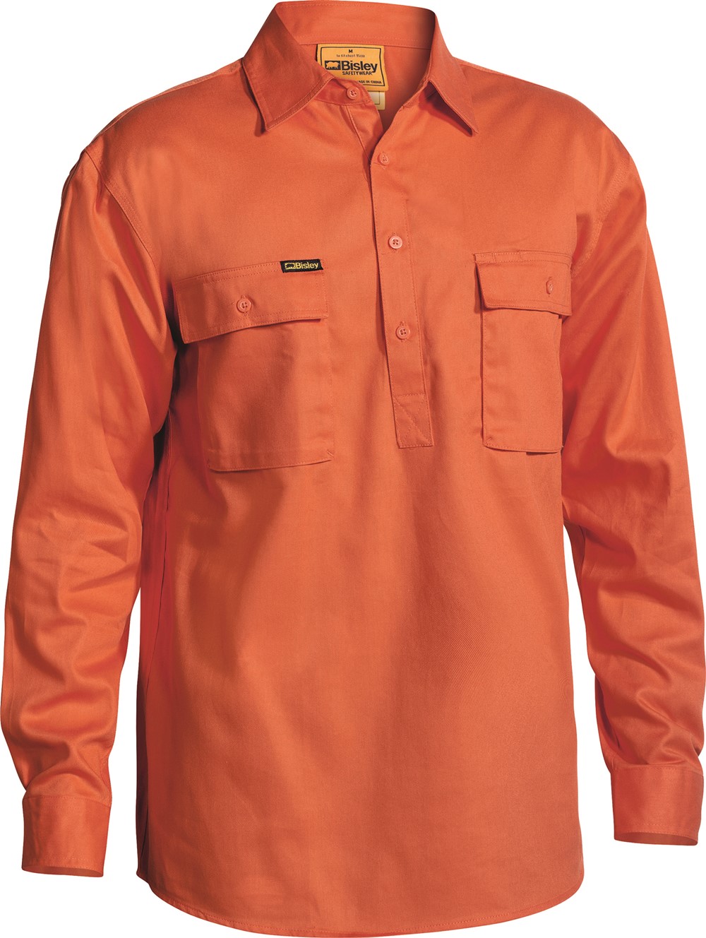 SHIRT L/S CLOSED FRONT ORANGE 2XL 