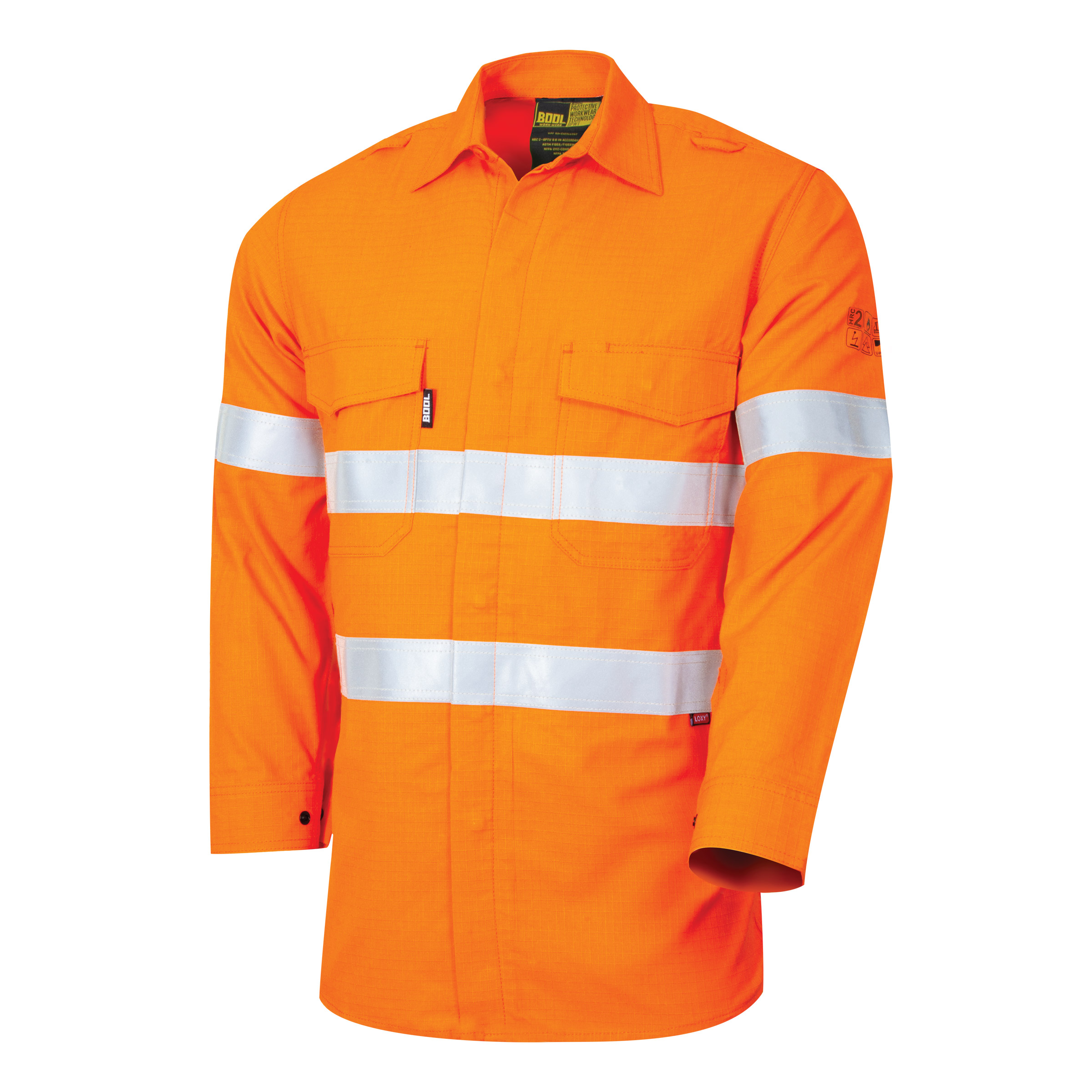 SHIRT PARVOTEX FR ORANGE TAPED 2XL -HRC2 8.6cal/cm STUD CLOSURE