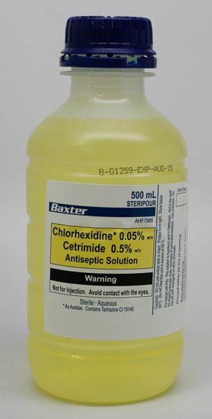 CHLORHEXIDINE 0.05% & CETRIMIDE 0.5  SOLUTION AHF7979 100mL