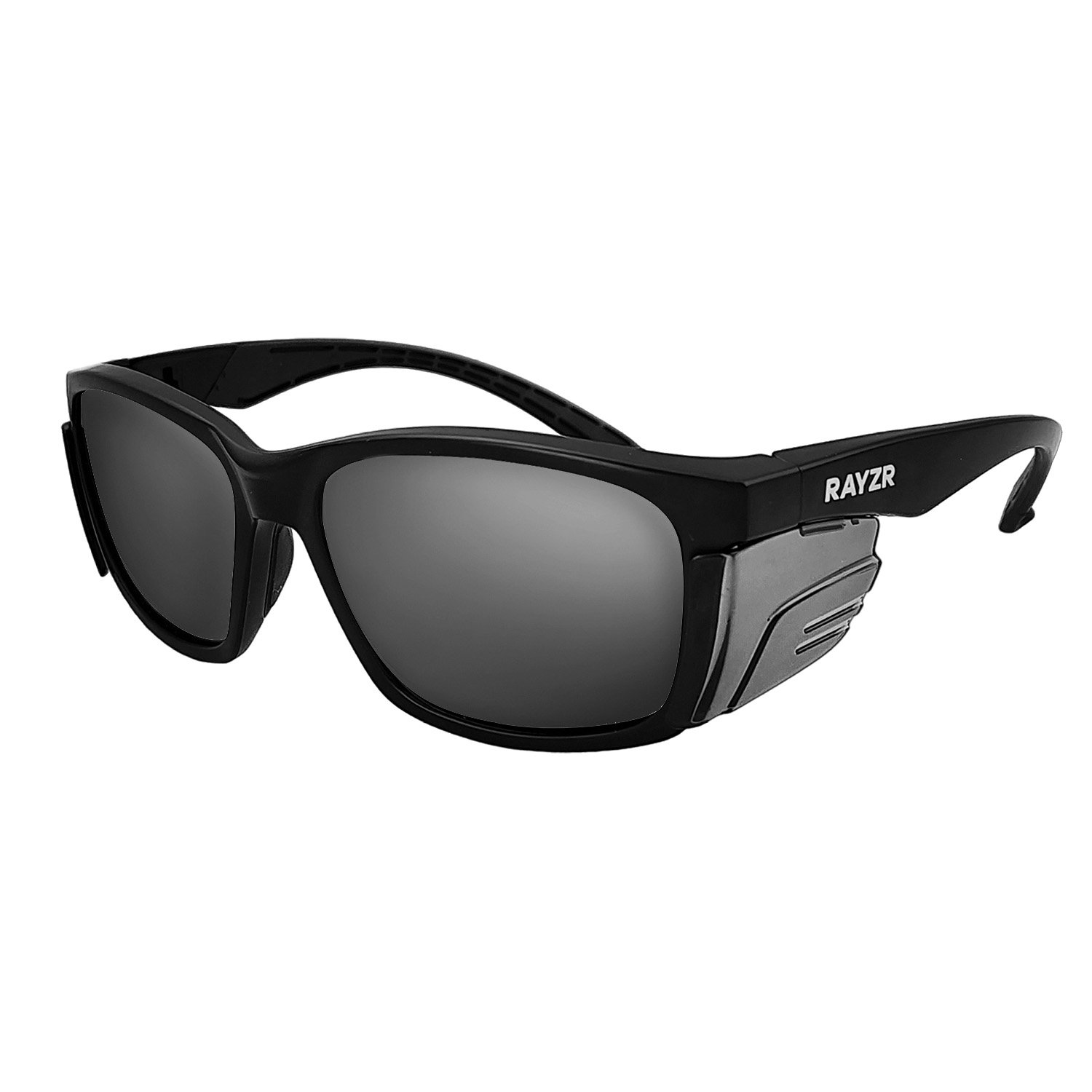 RAYZR SAFETY GLASSES - SMOKE LENS - MATTE BLACK FRAME