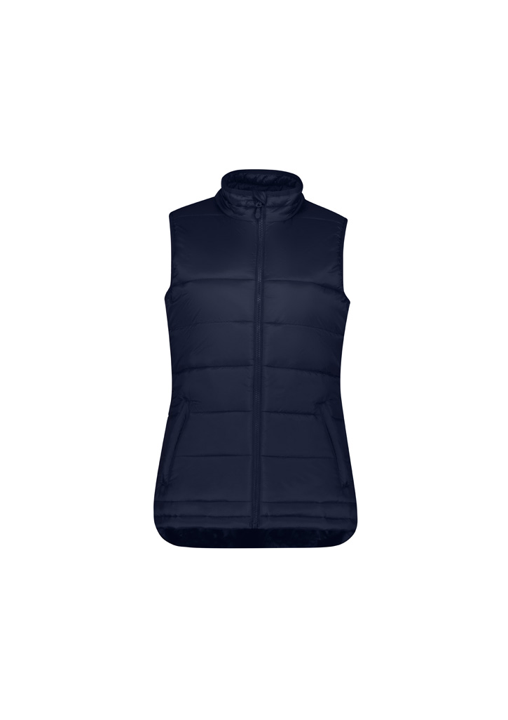 ALPINE LADIES PUFFER VEST NAVY SML -SHOWERPROOF 100% NYLON