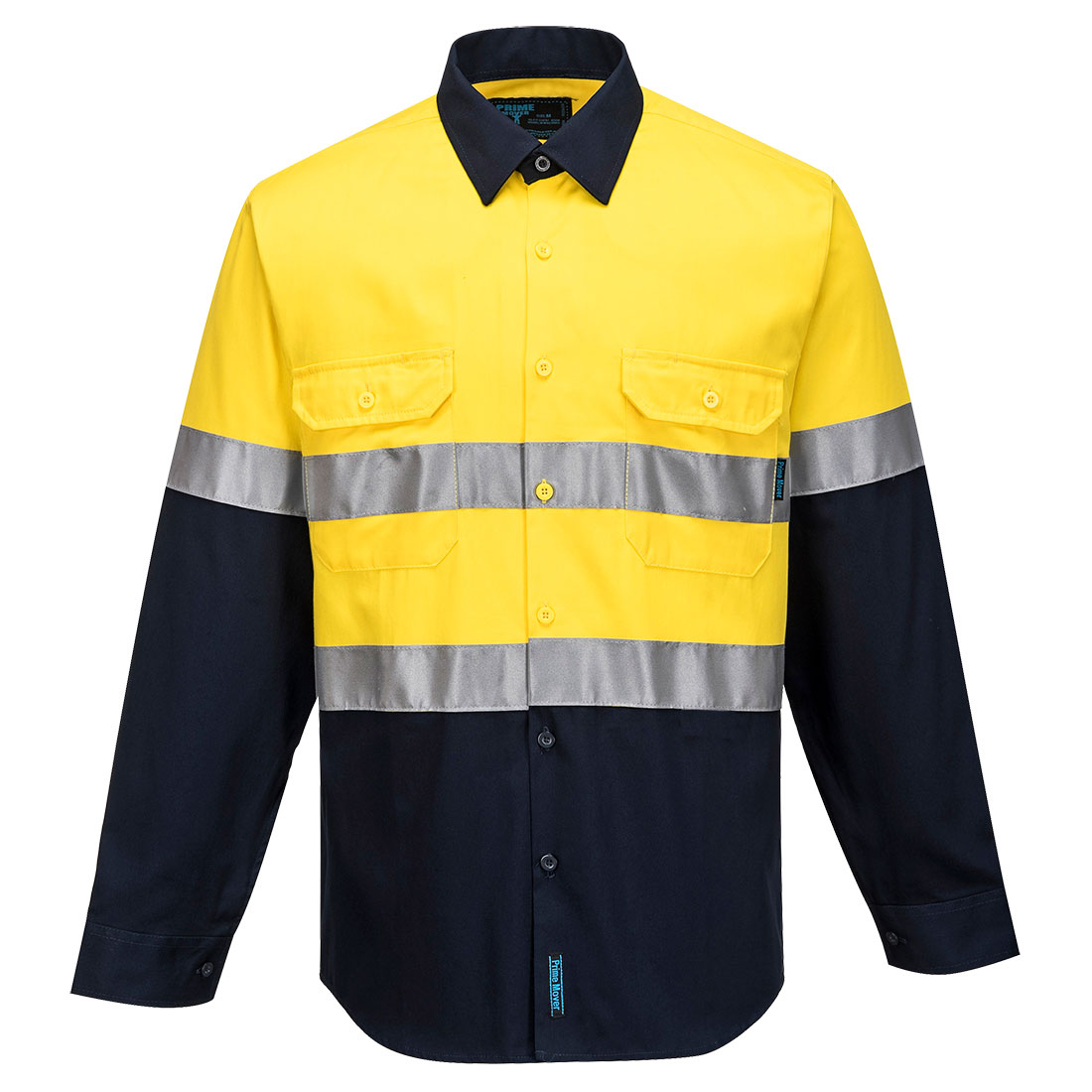 SHIRT R/W L/S TAPED 100% COTTON YELLOW NAVY SIZES 2XL