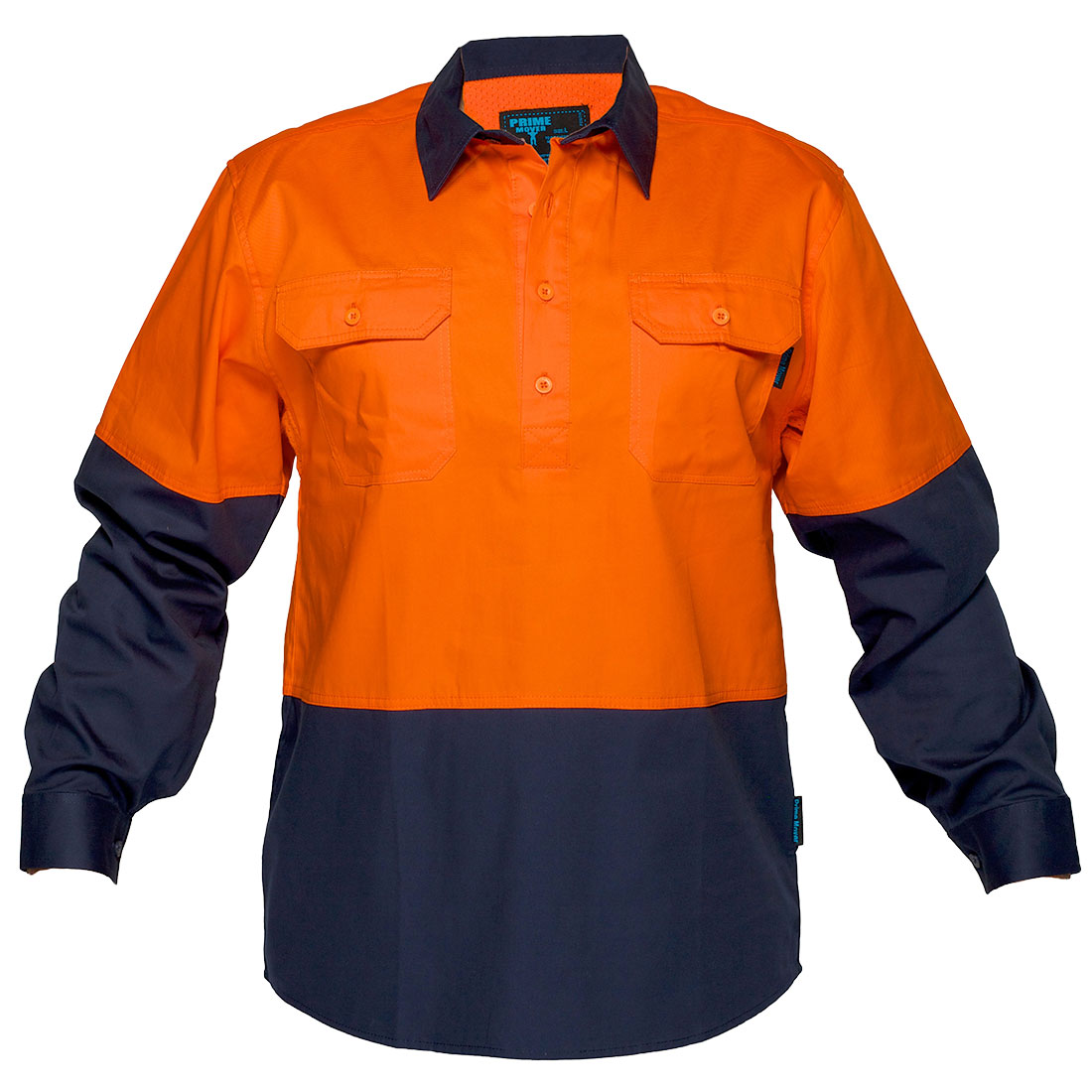 SHIRT L/S L/W C/F 100% COTTON ORANGE NAVY SIZES 2XL