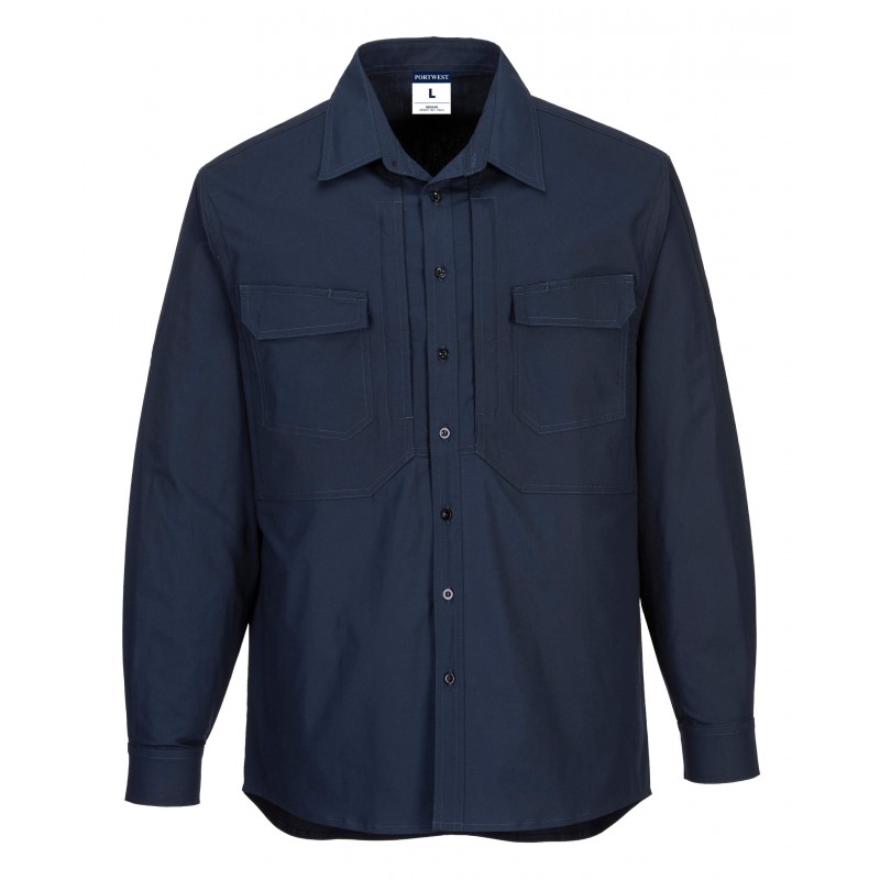 SHIRT L/S L/W STRETCH COTTON NAVY SIZES 2XL