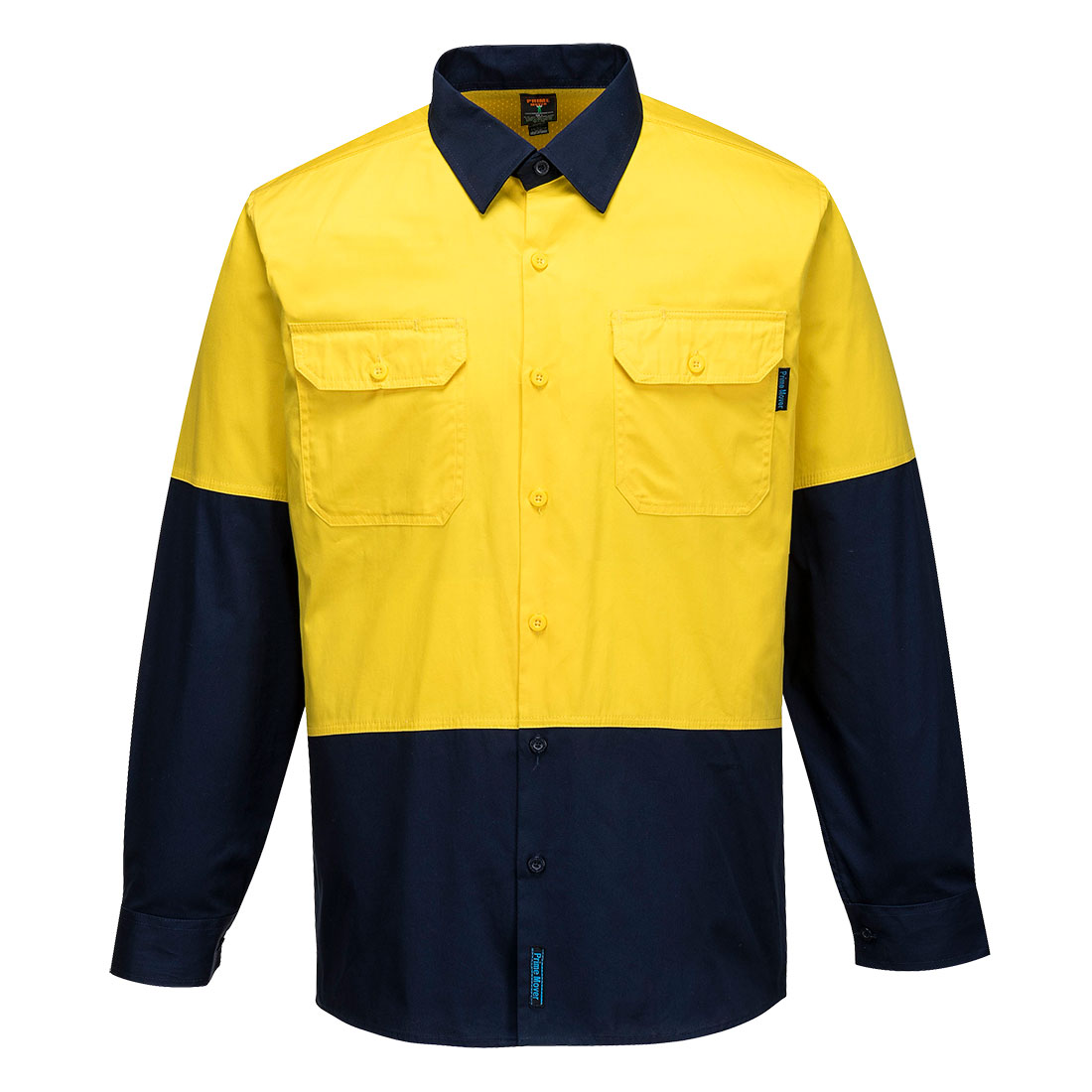 SHIRT L/W L/S 100% COTTON YELLOW NAVY SIZES 2XL