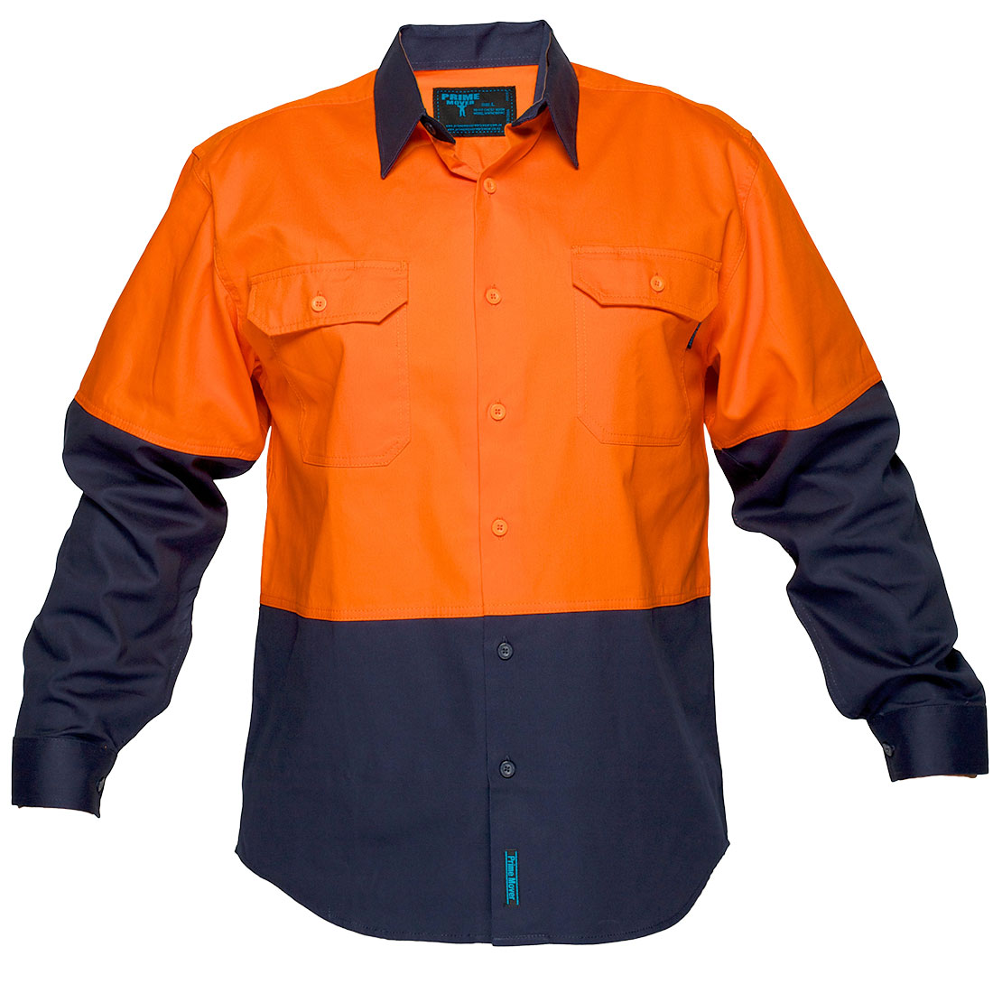 SHIRT R/W L/S 100% COTTON ORANGE NAVY SIZES 2XL