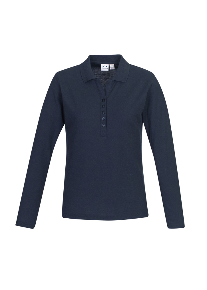 POLO L/S CREW LADIES NAVY SIZES 10 -65% POLYESTER 35% COTTON PIQUE