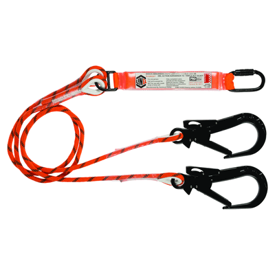 LANYARD 2M ROPE DOUBLE (MTO) -1x D/A KARABINER 1x T/A SCAFFHOOK