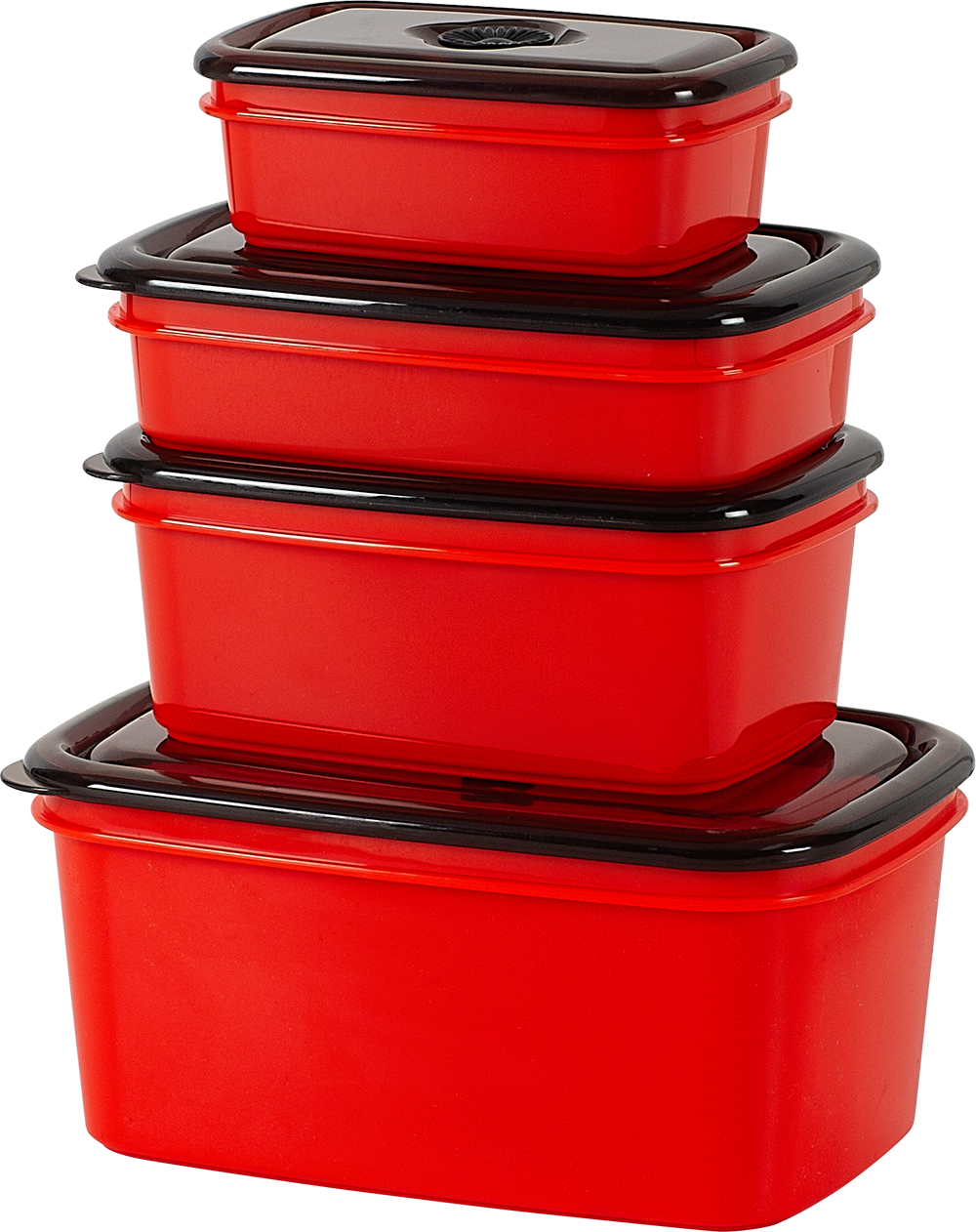 4 PCE CRIB CONTAINERS RED -1x2.5L 1x1.1L 1x650ML 1x350ML