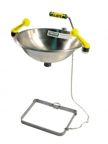 EYE WASH WALL MOUNT HAND & FOOT -OPERATED S/S BOWL