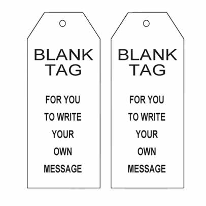 BLANK TAGS (pkt 100) 140 x 75 TEAR PROOF POLY