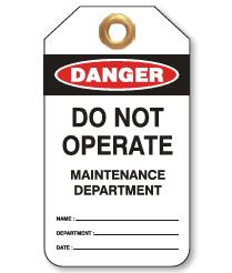 DANGER MAINTENANCE DEPT (pkt 10) -140 x 80 HEAVY DUTY PVC