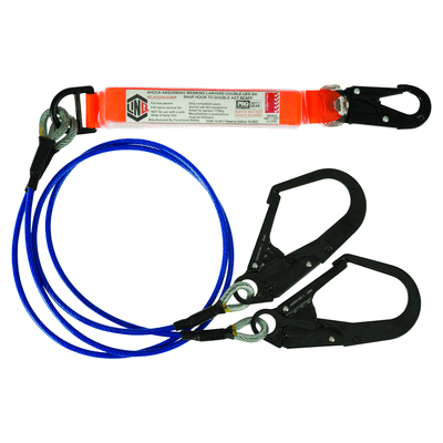 LANYARD 2M WIRE DOUBLE (MTO) -1x SNAPHOOK 2x D/A SCAFFHOOK