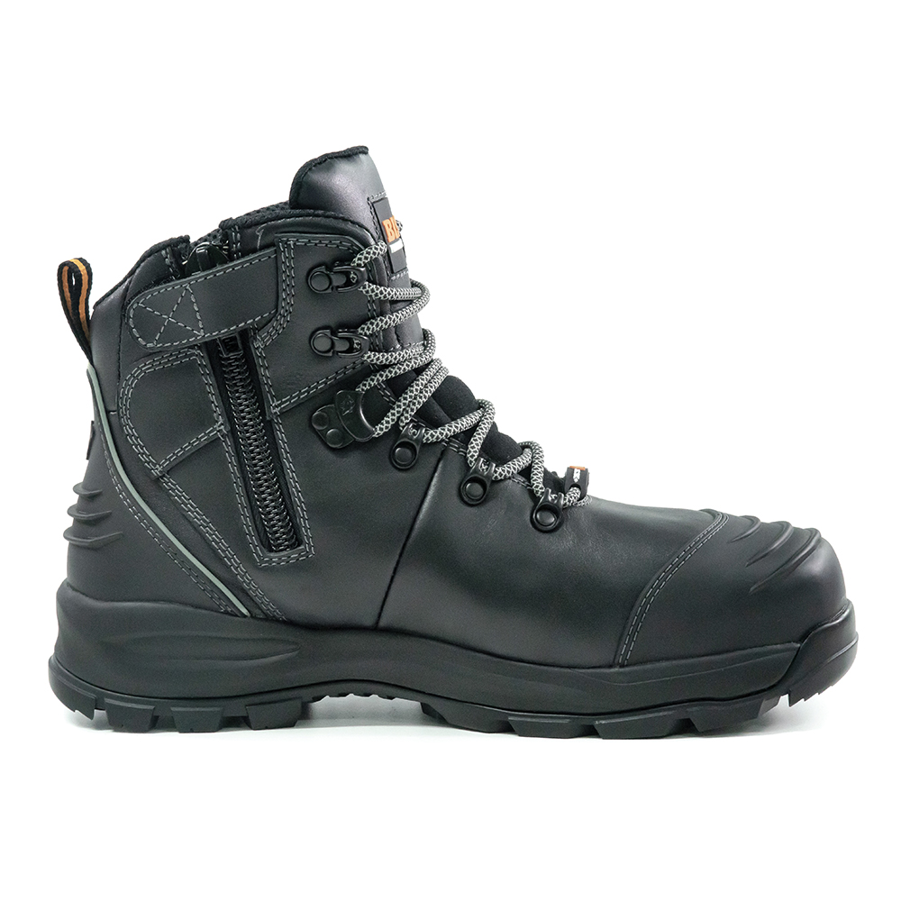 TOR ZIP SIDE LACE UP SAFETY BOOT -BLACK SIZE 4