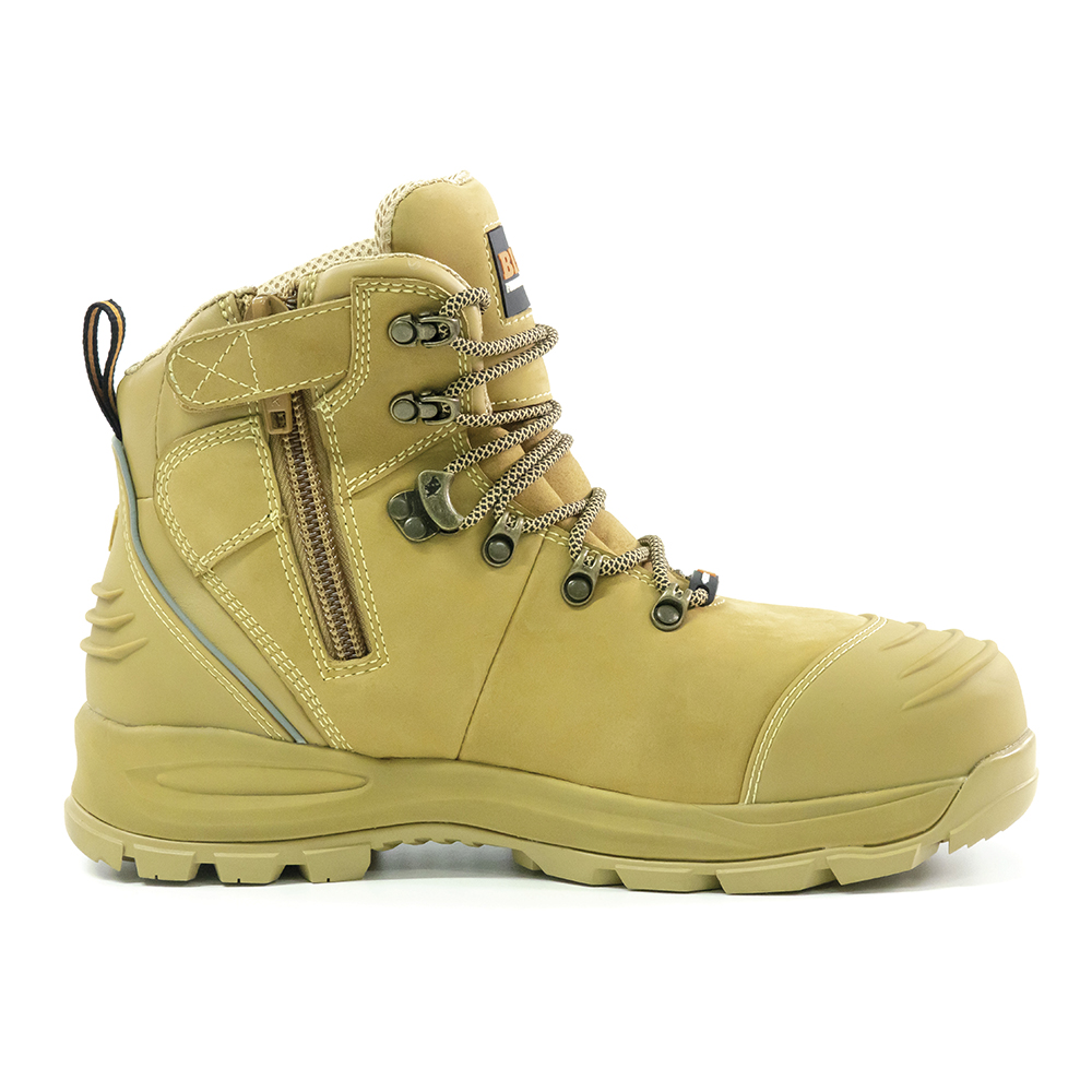 TOR ZIP SIDE LACE UP SAFETY BOOT -STONE SIZE 4