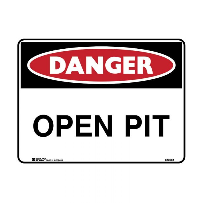 DANGER- OPEN PIT METAL 300 X450MM